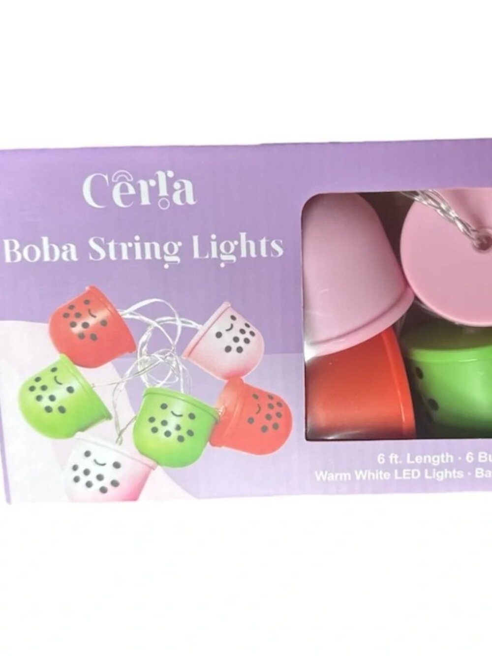 NIB Boba Tea Novelty String Lights 6FT Battery Powered Warm LED